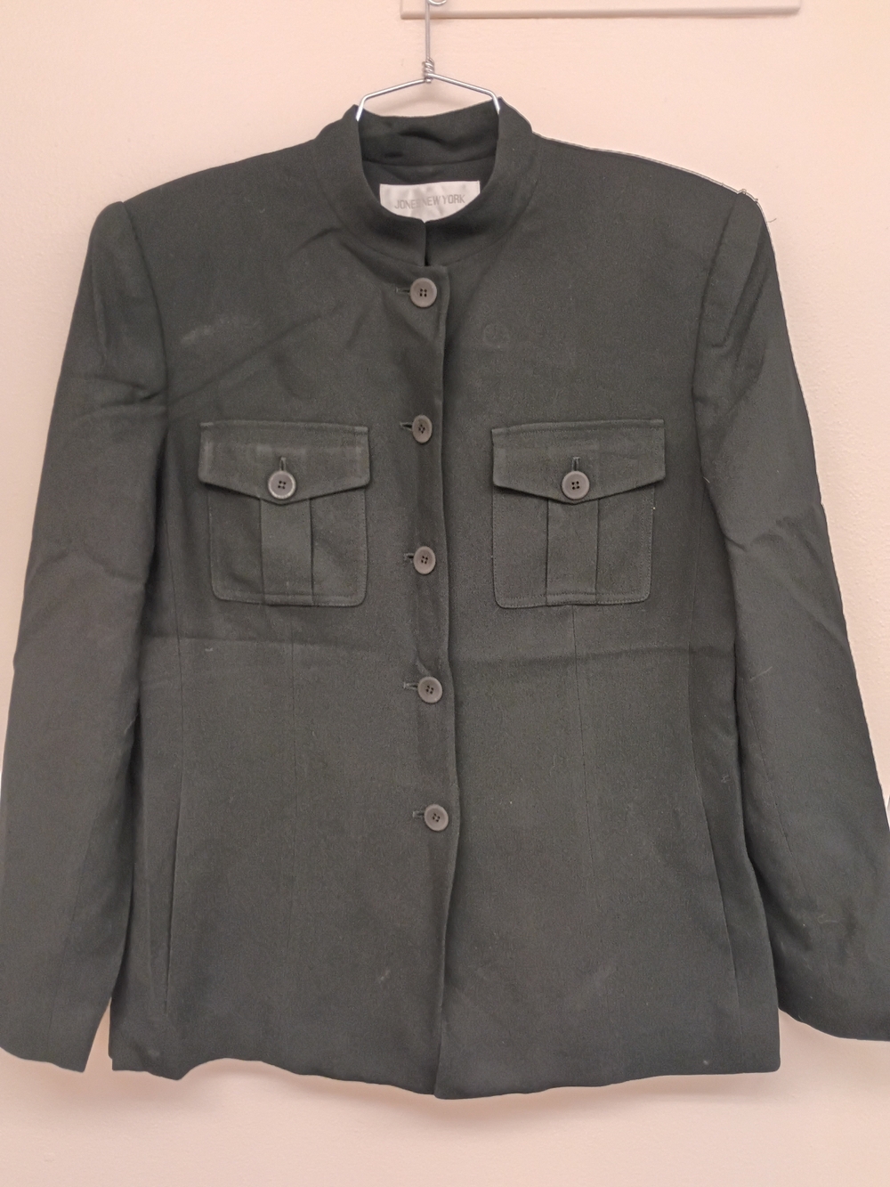 Jones New York Black Military-Inspired Button Blazer